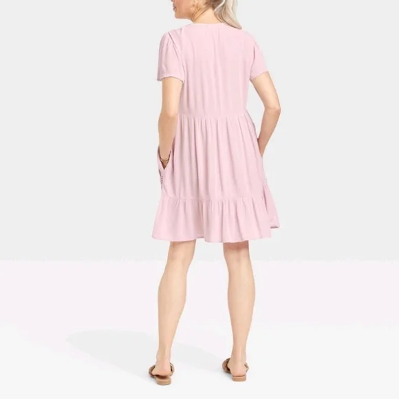 Knox Rose Woman's Flutter Short Sleeve Embroidered A-line Dress - Picture 2 of 14